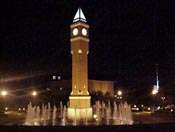 SLUs clock tower at night